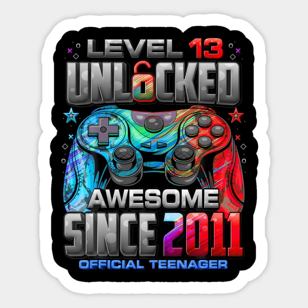 Level 13 Unlocked Awesome Since 2011 13th Birthday Gaming Sticker by Cristian Torres